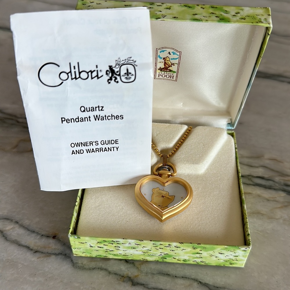 Collectible Disney “Winnie The Pooh” Watch Pendant & Chain In Box